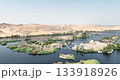 Aswan Egypt - September 17, 2023: Aerial drone footage captures rocky islands and graceful sailboats along the Nile, showcasing Aswan breathtaking scenery and timeless natural beauty. 133918926