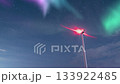 aurora borealis over wind turbine starry sky time lapse simulated nothern lights 133922485