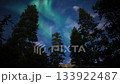 aurora borealis and stars in alpine forest time lapse simulated nothern lights 133922487