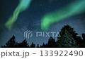 aurora and milky way over pine trees 133922490