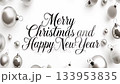 Christmas And New Year Greeting Footage With Silver Baubles On White Background. Concept Of Winter Holiday Wishes, Winter Celebrations, Festive Minimalism, And Seasonal Social Media Visuals 133953835