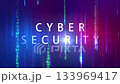 Cyber Security white text glitch effect cinematic title blue pink digital animation abstract background 133969417