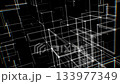 Futuristic Abstract Grid of Floating Neon Wireframe Cubes. Looped 3D rendering 133977349