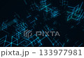 Blue Digital Grid of Floating Cubes in Futuristic Perspective. Looped 3D rendering 133977981