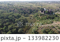 Sangni Fort beside forest and pond seen in aerial drone view 133982230