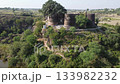Dramatic drone view of Sangni Fort on rugged Punjab hilltop 133982232