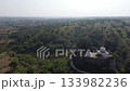 Historic Sangni Fort seen near trees and pond in scenic hilltop view 133982236