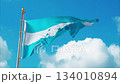 flag of Honduras with fabric structure against a cloudy sky, loopable. 134010894