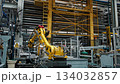 Automated Robotic Arm Operates in High Tech Factory. Technology Precision and Industrial Innovation. Large Production of Advanced Manufacturing with Robotics Engineering and Future of Smart Industry 134032857