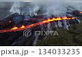 Eruption of an Active Volcano With Lava Flow from Crater 134033235