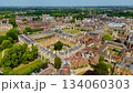 Aerial view of Cambridge University colleges, meadows and courtyards showing the historic city 134060303