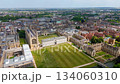 Cambridge University campus enjoying a sunny summer day, aerial view from above showing the historic 134060310
