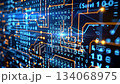 A vibrant digital circuit board displays luminous lines and binary code, illustrating the concepts of technology and data processing in a dynamic, futuristic environment. A vibrant digital circuit board displays luminous lines and binary code, illustrating the concepts of technology and data processing in a dynamic, futuristic environment. 134068975