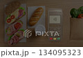 A scene of contactless smartphone payment at a bakery 134095323