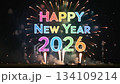 Colorful Fireworks Celebration for New Year 2026 Festivities 134109214
