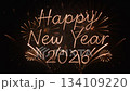 Celebratory Fireworks Display with Happy New Year 2026 Text 134109220