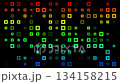 Technological background. Neon background of squares. Pixel abstraction. 134158215