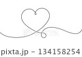 Heart on a white background. Valentine's Day. One line drawing. 134158254