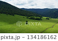Aerial view of a green valley among the mountains 134186162