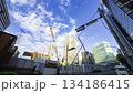 Construction work and cranes in central Tokyo [Tilt & Time Lapse] 134186415
