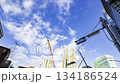 Construction work and cranes in central Tokyo [Panning & Time Lapse] 134186524