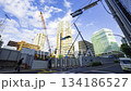 Construction work and cranes in central Tokyo [Panning & Time Lapse] 134186527