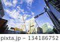 Construction work and cranes in central Tokyo [Time lapse] 134186752