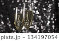 Glasses of champagne with rising bubbles. 134197054