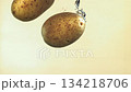 Potatoes falling under water on a light background. Filmed on a high-speed camera at 1000 fps. High quality FullHD footage 134218706