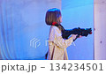 Children enjoy laser tag in indoor playground setting 134234501