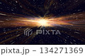 プレゼン用背景 前進する宇宙空間を抽象的に表現した背景映像（星が流線形） 134271369