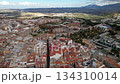 Aerial Drone Flyover of Jaen Old Town and Historic Cityscape, Spain 134310014
