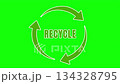 Circular arrows loop rotating green recycle shape, eco, environmental issues, resources, green screen 134328795