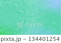 A green tie-dye background and a large mandala art animation 134401254