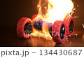 Fire due to a faulty battery in a child's toy - severe fire with sparks and flames.	 134430687