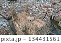 Drone Flight Over Jaen Cathedral and Scenic City Skyline, Andalusia Spain 134431561