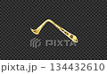 Golden katakana character "He" reflecting light, serif font, alpha channel 134432610