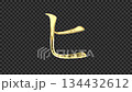 Golden katakana character "Hi" reflecting light, serif font, alpha channel 134432612