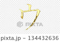 Golden katakana character "U" reflecting light, serif font, alpha channel 134432636