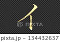 Golden katakana "I" reflective image, serif font, alpha channel 134432637