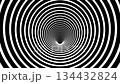 Looping optical illusion animation featuring black and white concentric circles creating a tunnel-like motion effect, producing a hypnotic, mesmerizing visual pattern with continuous seamless movement 134432824