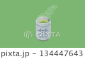 像素風格的茶杯，裡面裝滿了熱綠茶（可循環播放） 134447643