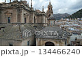Drone Close-Up of Jaen Cathedral Towers and Detailed Front Facade, Spain 134466240