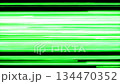 Seamless loop of abstract green digital data with a strong horizontal glitch and noise effect on a black background 134470352