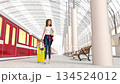 列車に乗って旅行に出かける女性。彼女は途切れることなく永遠に歩き続けます。 134524012