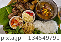 Bun Cha Vietnamese noodle soup with caramalized grilled pork 134549791