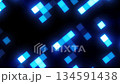 Abstract digital background with glowing blue pixel blocks 134591438