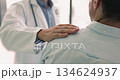 Doctor touch shoulder, supporting patient during conversation, close up 134624937