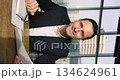 Businessman look at camera talk to company client using videoconference 134624961