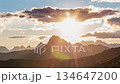 Time lapse of Sunset over mountain peak, Dolomites, Italy  134647200